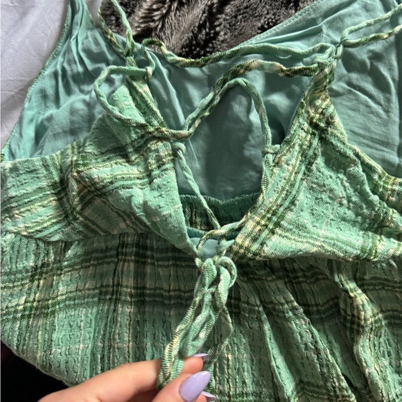 Urban Outfitters Green Plaid Romper Size M - Picture 3 of 5